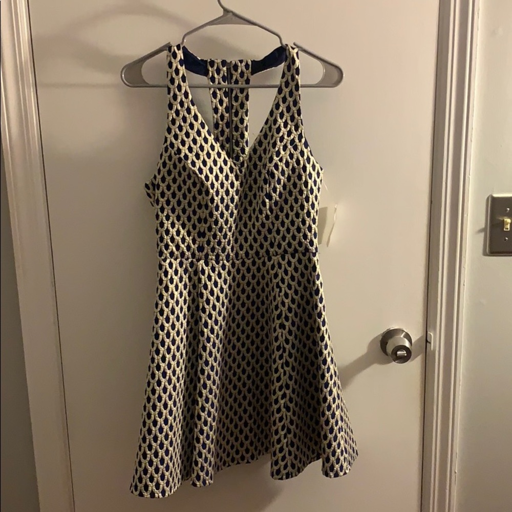 NWT Gorgeous navy blue with gold accents dress!